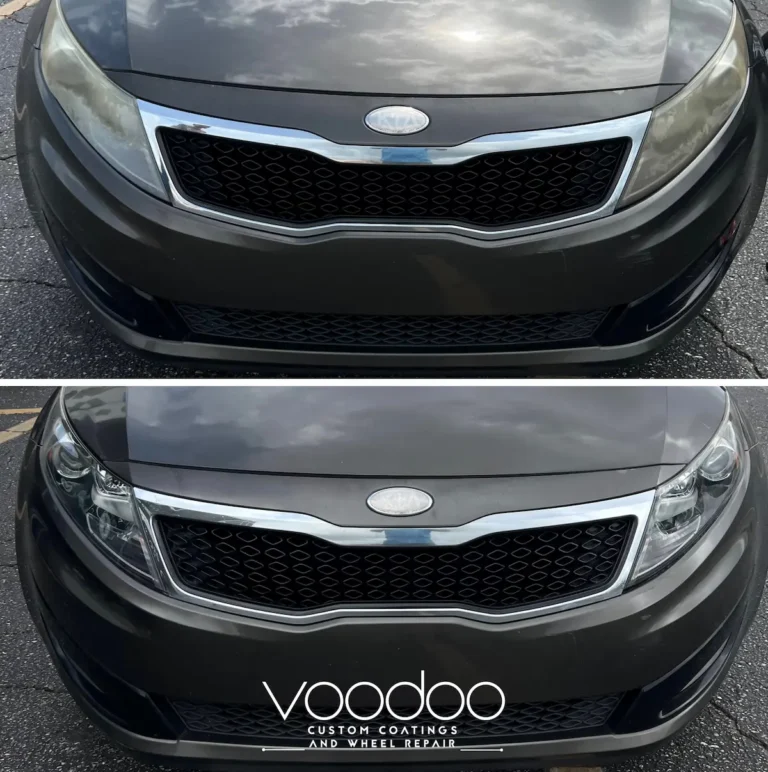 Before and after foggy headlights restored in Mobile, AL